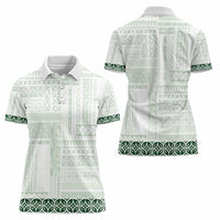 Samoa Siapo Green Trimmed Women Polo Shirt Samoa White Sunday - Polynesian Pride