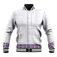 Samoa Siapo Purple Trimmed Baseball Jacket Samoa White Sunday LT01 Unisex Purple - Polynesian Pride