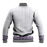 Samoa Siapo Purple Trimmed Baseball Jacket Samoa White Sunday LT01 - Polynesian Pride