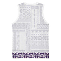 Samoa Siapo Purple Trimmed Basketball Jersey Samoa White Sunday - Polynesian Pride