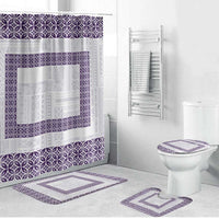 Samoa Siapo Purple Trimmed Bathroom Set Samoa White Sunday - Polynesian Pride