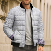 Samoa Siapo Purple Trimmed Bomber Puffer Jacket Samoa White Sunday LT01 - Polynesian Pride