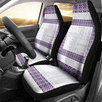 Samoa Siapo Purple Trimmed Car Seat Cover Samoa White Sunday - Polynesian Pride