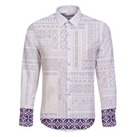 Samoa Siapo Purple Trimmed Family Matching Puletasi and Hawaiian Shirt Samoa White Sunday - Polynesian Pride