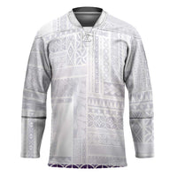 Samoa Siapo Purple Trimmed Hockey Jersey Samoa White Sunday LT01 Unisex Purple - Polynesian Pride