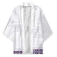 Samoa Siapo Purple Trimmed Kimono Samoa White Sunday - Polynesian Pride