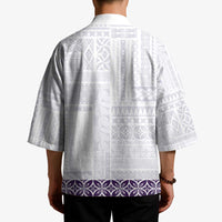 Samoa Siapo Purple Trimmed Kimono Samoa White Sunday - Polynesian Pride