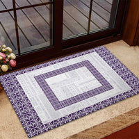 Samoa Siapo Purple Trimmed Rubber Doormat Samoa White Sunday - Polynesian Pride