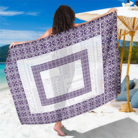 Samoa Siapo Purple Trimmed Sarong Samoa White Sunday - Polynesian Pride