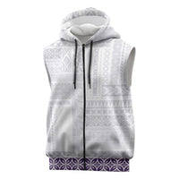 Samoa Siapo Purple Trimmed Sleeveless Zip Hoodie Samoa White Sunday LT01 Purple - Polynesian Pride