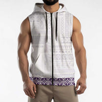 Samoa Siapo Purple Trimmed Sleeveless Zip Hoodie Samoa White Sunday LT01 - Polynesian Pride