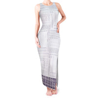 Samoa Siapo Purple Trimmed Tank Maxi Dress Samoa White Sunday - Polynesian Pride