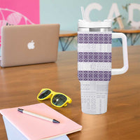 Samoa Siapo Purple Trimmed Tumbler With Handle Samoa White Sunday - Polynesian Pride