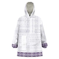 Samoa Siapo Purple Trimmed Wearable Blanket Hoodie Samoa White Sunday LT01 One Size Purple - Polynesian Pride