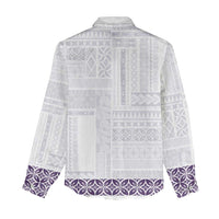 Samoa Siapo Purple Trimmed Women Casual Shirt Samoa White Sunday - Polynesian Pride