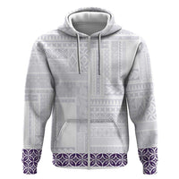 Samoa Siapo Purple Trimmed Zip Hoodie Samoa White Sunday - Polynesian Pride