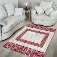 Samoa Siapo Red Trimmed Area Rug Samoa White Sunday - Polynesian Pride