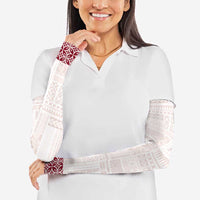 Samoa Siapo Red Trimmed Arm Sleeves Samoa White Sunday - Polynesian Pride