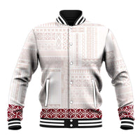 Samoa Siapo Red Trimmed Baseball Jacket Samoa White Sunday LT01 Unisex Red - Polynesian Pride