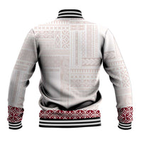 Samoa Siapo Red Trimmed Baseball Jacket Samoa White Sunday LT01 - Polynesian Pride