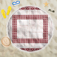 Samoa Siapo Red Trimmed Beach Blanket Samoa White Sunday LT01 One Size 150cm Red - Polynesian Pride