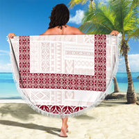 Samoa Siapo Red Trimmed Beach Blanket Samoa White Sunday LT01 - Polynesian Pride