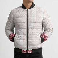 Samoa Siapo Red Trimmed Bomber Puffer Jacket Samoa White Sunday LT01 - Polynesian Pride