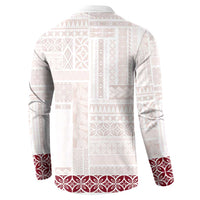 Samoa Siapo Red Trimmed Button Sweatshirt Samoa White Sunday - Polynesian Pride