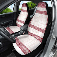 Samoa Siapo Red Trimmed Car Seat Cover Samoa White Sunday - Polynesian Pride