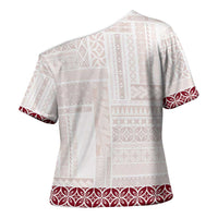 Samoa Siapo Red Trimmed Cross Shoulder Shirt Samoa White Sunday - Polynesian Pride