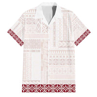Samoa Siapo Red Trimmed Family Matching Puletasi and Hawaiian Shirt Samoa White Sunday - Polynesian Pride