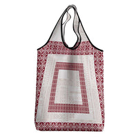 Samoa Siapo Red Trimmed Grocery Bag Samoa White Sunday - Polynesian Pride