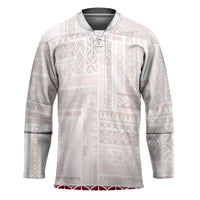 Samoa Siapo Red Trimmed Hockey Jersey Samoa White Sunday LT01 Unisex Red - Polynesian Pride