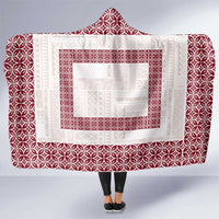 Samoa Siapo Red Trimmed Hooded Blanket Samoa White Sunday - Polynesian Pride