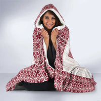 Samoa Siapo Red Trimmed Hooded Blanket Samoa White Sunday - Polynesian Pride