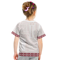 Samoa Siapo Red Trimmed Kid T Shirt Samoa White Sunday - Polynesian Pride
