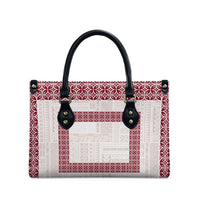 Samoa Siapo Red Trimmed Leather Bag Samoa White Sunday - Polynesian Pride