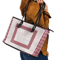 Samoa Siapo Red Trimmed Leather Tote Bag Samoa White Sunday - Polynesian Pride