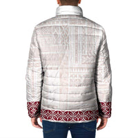 Samoa Siapo Red Trimmed Padded Jacket Samoa White Sunday LT01 - Polynesian Pride