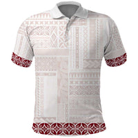 Samoa Siapo Red Trimmed Polo Shirt Samoa White Sunday - Polynesian Pride