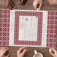 Samoa Siapo Red Trimmed Puzzle Samoa White Sunday - Polynesian Pride