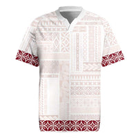 Samoa Siapo Red Trimmed Rugby Jersey Samoa White Sunday - Polynesian Pride