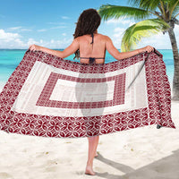Samoa Siapo Red Trimmed Sarong Samoa White Sunday - Polynesian Pride