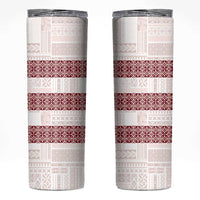 Samoa Siapo Red Trimmed Skinny Tumbler Samoa White Sunday - Polynesian Pride