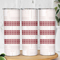 Samoa Siapo Red Trimmed Skinny Tumbler Samoa White Sunday - Polynesian Pride