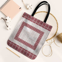 Samoa Siapo Red Trimmed Tote Bag Samoa White Sunday - Polynesian Pride