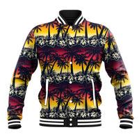 Hawaii Hibiscus Palm Tree Sunset Baseball Jacket Tropical Style - Polynesian Pride