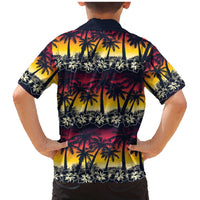 Hawaii Hibiscus Palm Tree Sunset Family Matching Mermaid Dress and Hawaiian Shirt Tropical Style - Polynesian Pride