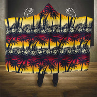 Hawaii Hibiscus Palm Tree Sunset Hooded Blanket Tropical Style - Polynesian Pride