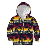Hawaii Hibiscus Palm Tree Sunset Kid Hoodie Tropical Style LT01 Zip Hoodie Multicolor - Polynesian Pride